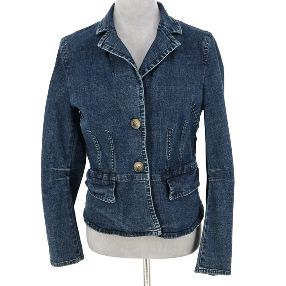 Nine West Jacket Womens Medium Blue Cotton Stretch Jean Denim Preppy Vintage - Picture 15 of 15